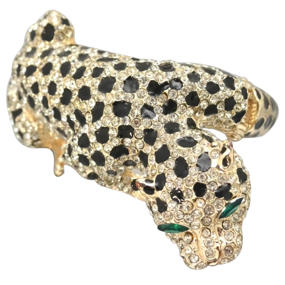 NWT ⚜️🖤⚜️ NATASHA GREEN EYED TIGERS AND LEOPARD SET NECKLACE ANX BRACELET - Picture 15 of 17